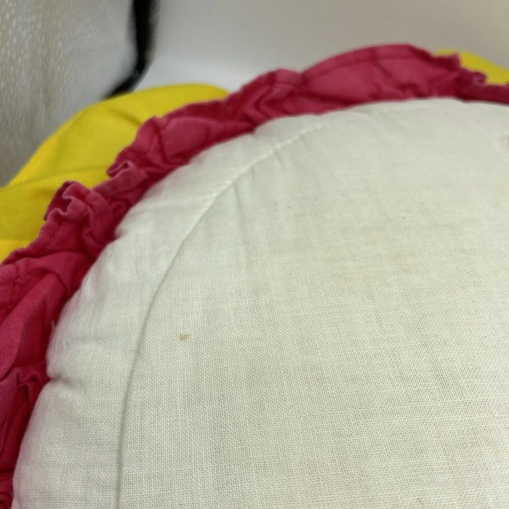 Vintage Sunbonnet Sue Decorative Pillows Set of 2 Yellow Pink Ruffle Cottagecore